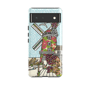 Google phone case-Cley Windmill By Amelia Bowman-Product Details Raised bevel to protect screen from scratches. Impact resistant polycarbonate shell and shock absorbing inner TPU liner. Secure fit with design wrapping around side of the case and full access to ports. Compatible with Qi-standard wireless charging. Thickness 1/8 inch (3mm), weight 30g. Compatibility See drop down menu for options, please select the right case as we print to order.-Stringberry