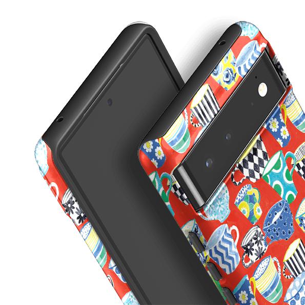Google phone case-Coffee Break By Sarah Campbell-Product Details Raised bevel to protect screen from scratches. Impact resistant polycarbonate shell and shock absorbing inner TPU liner. Secure fit with design wrapping around side of the case and full access to ports. Compatible with Qi-standard wireless charging. Thickness 1/8 inch (3mm), weight 30g. Compatibility See drop down menu for options, please select the right case as we print to order.-Stringberry