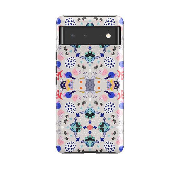 Google phone case-Crazybird Pattern By Mia Underwood-Product Details Raised bevel to protect screen from scratches. Impact resistant polycarbonate shell and shock absorbing inner TPU liner. Secure fit with design wrapping around side of the case and full access to ports. Compatible with Qi-standard wireless charging. Thickness 1/8 inch (3mm), weight 30g. Compatibility See drop down menu for options, please select the right case as we print to order.-Stringberry