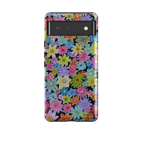 Google phone case-Daisy Garden By Sarah Campbell-Product Details Raised bevel to protect screen from scratches. Impact resistant polycarbonate shell and shock absorbing inner TPU liner. Secure fit with design wrapping around side of the case and full access to ports. Compatible with Qi-standard wireless charging. Thickness 1/8 inch (3mm), weight 30g. Compatibility See drop down menu for options, please select the right case as we print to order.-Stringberry