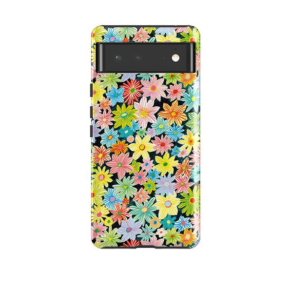 Google phone case-Daisy Garden By Sarah Campbell-Product Details Raised bevel to protect screen from scratches. Impact resistant polycarbonate shell and shock absorbing inner TPU liner. Secure fit with design wrapping around side of the case and full access to ports. Compatible with Qi-standard wireless charging. Thickness 1/8 inch (3mm), weight 30g. Compatibility See drop down menu for options, please select the right case as we print to order.-Stringberry