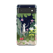 Google phone case-Dancing Lemur By Bex Parkin-Product Details Raised bevel to protect screen from scratches. Impact resistant polycarbonate shell and shock absorbing inner TPU liner. Secure fit with design wrapping around side of the case and full access to ports. Compatible with Qi-standard wireless charging. Thickness 1/8 inch (3mm), weight 30g. Compatibility See drop down menu for options, please select the right case as we print to order.-Stringberry