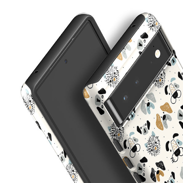 Google phone case-Dog Pattern Large-Product Details Raised bevel to protect screen from scratches. Impact resistant polycarbonate shell and shock absorbing inner TPU liner. Secure fit with design wrapping around side of the case and full access to ports. Compatible with Qi-standard wireless charging. Thickness 1/8 inch (3mm), weight 30g. Compatibility See drop down menu for options, please select the right case as we print to order.-Stringberry