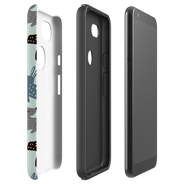 Google phone case-Dogs World-Product Details Raised bevel to protect screen from scratches. Impact resistant polycarbonate shell and shock absorbing inner TPU liner. Secure fit with design wrapping around side of the case and full access to ports. Compatible with Qi-standard wireless charging. Thickness 1/8 inch (3mm), weight 30g. Compatibility See drop down menu for options, please select the right case as we print to order.-Stringberry