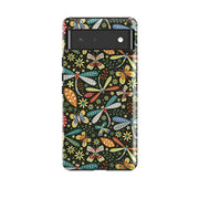 Google phone case-Dragon Flies By Suzy Taylor-Product Details Raised bevel to protect screen from scratches. Impact resistant polycarbonate shell and shock absorbing inner TPU liner. Secure fit with design wrapping around side of the case and full access to ports. Compatible with Qi-standard wireless charging. Thickness 1/8 inch (3mm), weight 30g. Compatibility See drop down menu for options, please select the right case as we print to order.-Stringberry