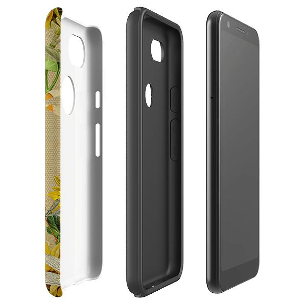 Google phone case-Dragonflies And Sunflowers-Product Details Raised bevel to protect screen from scratches. Impact resistant polycarbonate shell and shock absorbing inner TPU liner. Secure fit with design wrapping around side of the case and full access to ports. Compatible with Qi-standard wireless charging. Thickness 1/8 inch (3mm), weight 30g. Compatibility See drop down menu for options, please select the right case as we print to order.-Stringberry