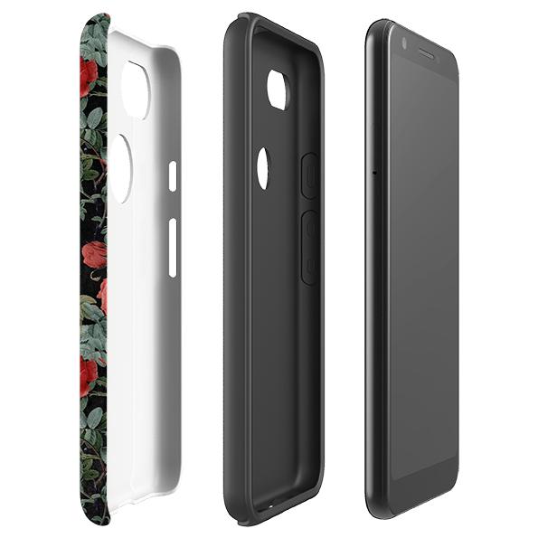 Google phone case-Dragons And Roses-Product Details Raised bevel to protect screen from scratches. Impact resistant polycarbonate shell and shock absorbing inner TPU liner. Secure fit with design wrapping around side of the case and full access to ports. Compatible with Qi-standard wireless charging. Thickness 1/8 inch (3mm), weight 30g. Compatibility See drop down menu for options, please select the right case as we print to order.-Stringberry
