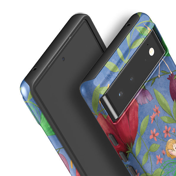 Google phone case-Fairies And Flowers By Maja Lindberg-Product Details Raised bevel to protect screen from scratches. Impact resistant polycarbonate shell and shock absorbing inner TPU liner. Secure fit with design wrapping around side of the case and full access to ports. Compatible with Qi-standard wireless charging. Thickness 1/8 inch (3mm), weight 30g. Compatibility See drop down menu for options, please select the right case as we print to order.-Stringberry