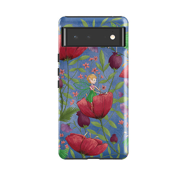 Google phone case-Fairies And Flowers By Maja Lindberg-Product Details Raised bevel to protect screen from scratches. Impact resistant polycarbonate shell and shock absorbing inner TPU liner. Secure fit with design wrapping around side of the case and full access to ports. Compatible with Qi-standard wireless charging. Thickness 1/8 inch (3mm), weight 30g. Compatibility See drop down menu for options, please select the right case as we print to order.-Stringberry