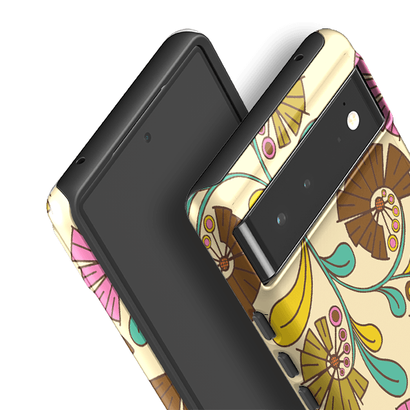 Google phone case-Fan Flower By Amelia Bowman-Product Details Raised bevel to protect screen from scratches. Impact resistant polycarbonate shell and shock absorbing inner TPU liner. Secure fit with design wrapping around side of the case and full access to ports. Compatible with Qi-standard wireless charging. Thickness 1/8 inch (3mm), weight 30g. Compatibility See drop down menu for options, please select the right case as we print to order.-Stringberry