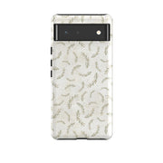 Google phone case-Feathers Grey By Katherine Quinn-Product Details Raised bevel to protect screen from scratches. Impact resistant polycarbonate shell and shock absorbing inner TPU liner. Secure fit with design wrapping around side of the case and full access to ports. Compatible with Qi-standard wireless charging. Thickness 1/8 inch (3mm), weight 30g. Compatibility See drop down menu for options, please select the right case as we print to order.-Stringberry