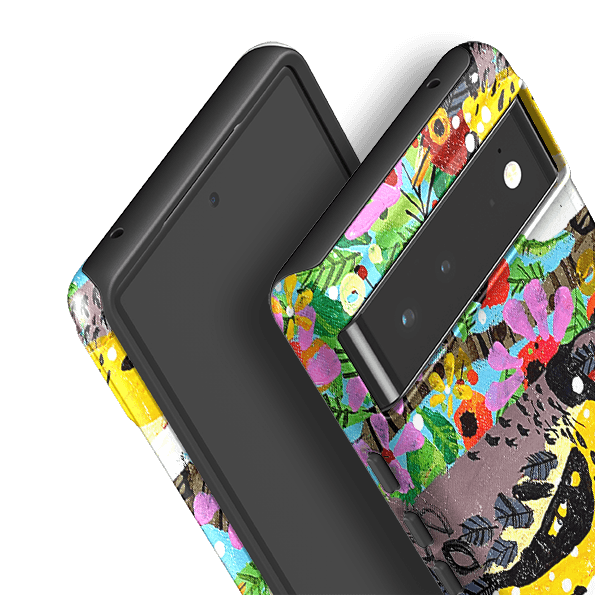 Google phone case-Finches By Claire West-Product Details Raised bevel to protect screen from scratches. Impact resistant polycarbonate shell and shock absorbing inner TPU liner. Secure fit with design wrapping around side of the case and full access to ports. Compatible with Qi-standard wireless charging. Thickness 1/8 inch (3mm), weight 30g. Compatibility See drop down menu for options, please select the right case as we print to order.-Stringberry
