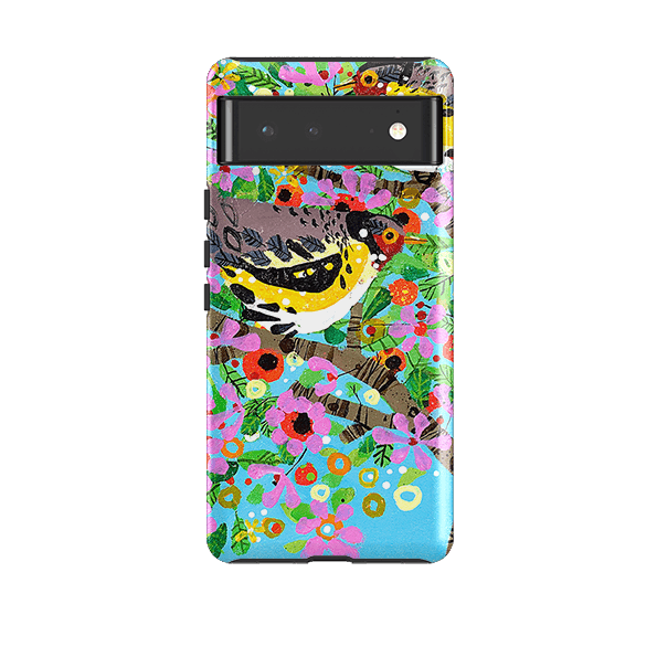 Google phone case-Finches By Claire West-Product Details Raised bevel to protect screen from scratches. Impact resistant polycarbonate shell and shock absorbing inner TPU liner. Secure fit with design wrapping around side of the case and full access to ports. Compatible with Qi-standard wireless charging. Thickness 1/8 inch (3mm), weight 30g. Compatibility See drop down menu for options, please select the right case as we print to order.-Stringberry