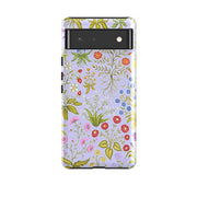 Google phone case-Fleurs Blue By Catherine Rowe-Product Details Raised bevel to protect screen from scratches. Impact resistant polycarbonate shell and shock absorbing inner TPU liner. Secure fit with design wrapping around side of the case and full access to ports. Compatible with Qi-standard wireless charging. Thickness 1/8 inch (3mm), weight 30g. Compatibility See drop down menu for options, please select the right case as we print to order.-Stringberry