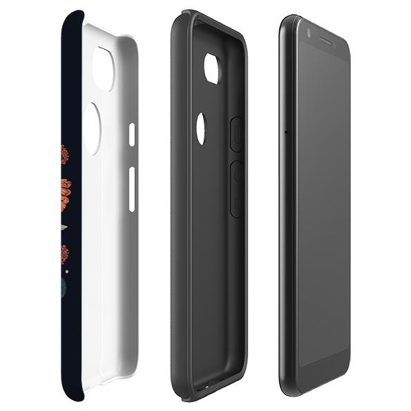 Google phone case-Floral By Jade Mosinski-Product Details Raised bevel to protect screen from scratches. Impact resistant polycarbonate shell and shock absorbing inner TPU liner. Secure fit with design wrapping around side of the case and full access to ports. Compatible with Qi-standard wireless charging. Thickness 1/8 inch (3mm), weight 30g. Compatibility See drop down menu for options, please select the right case as we print to order.-Stringberry