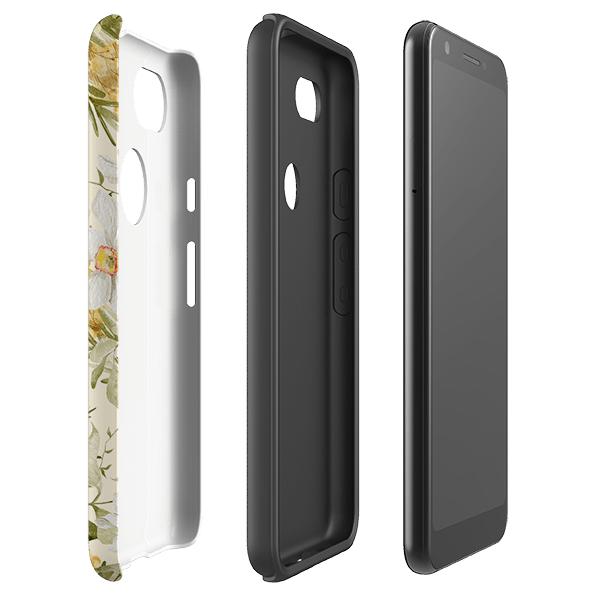 Google phone case-Floral Dog-Product Details Raised bevel to protect screen from scratches. Impact resistant polycarbonate shell and shock absorbing inner TPU liner. Secure fit with design wrapping around side of the case and full access to ports. Compatible with Qi-standard wireless charging. Thickness 1/8 inch (3mm), weight 30g. Compatibility See drop down menu for options, please select the right case as we print to order.-Stringberry