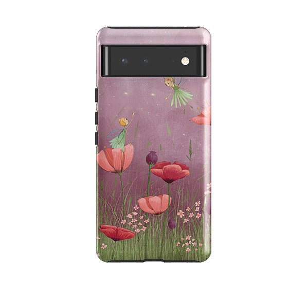 Google phone case-Flower Fairies By Maja Lindberg-Product Details Raised bevel to protect screen from scratches. Impact resistant polycarbonate shell and shock absorbing inner TPU liner. Secure fit with design wrapping around side of the case and full access to ports. Compatible with Qi-standard wireless charging. Thickness 1/8 inch (3mm), weight 30g. Compatibility See drop down menu for options, please select the right case as we print to order.-Stringberry