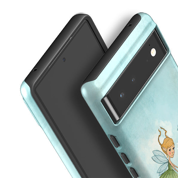 Google phone case-Flower Fairy By Maja Lindberg-Product Details Raised bevel to protect screen from scratches. Impact resistant polycarbonate shell and shock absorbing inner TPU liner. Secure fit with design wrapping around side of the case and full access to ports. Compatible with Qi-standard wireless charging. Thickness 1/8 inch (3mm), weight 30g. Compatibility See drop down menu for options, please select the right case as we print to order.-Stringberry