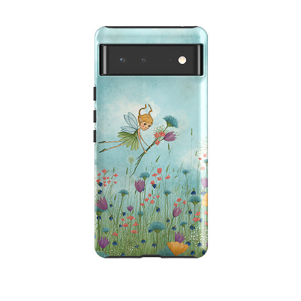 Google phone case-Flower Fairy By Maja Lindberg-Product Details Raised bevel to protect screen from scratches. Impact resistant polycarbonate shell and shock absorbing inner TPU liner. Secure fit with design wrapping around side of the case and full access to ports. Compatible with Qi-standard wireless charging. Thickness 1/8 inch (3mm), weight 30g. Compatibility See drop down menu for options, please select the right case as we print to order.-Stringberry