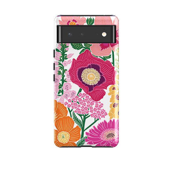 Google phone case-Flower Garden By Kate Heiss-Product Details Raised bevel to protect screen from scratches. Impact resistant polycarbonate shell and shock absorbing inner TPU liner. Secure fit with design wrapping around side of the case and full access to ports. Compatible with Qi-standard wireless charging. Thickness 1/8 inch (3mm), weight 30g. Compatibility See drop down menu for options, please select the right case as we print to order.-Stringberry