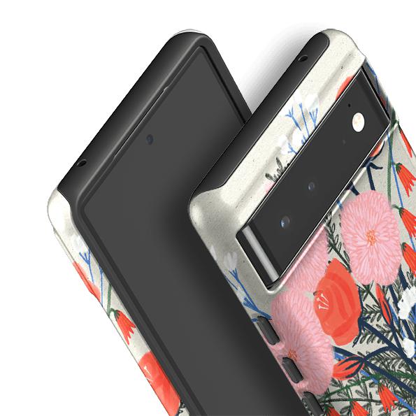 Google phone case-Flowers Always By Lee Foster Wilson-Product Details Raised bevel to protect screen from scratches. Impact resistant polycarbonate shell and shock absorbing inner TPU liner. Secure fit with design wrapping around side of the case and full access to ports. Compatible with Qi-standard wireless charging. Thickness 1/8 inch (3mm), weight 30g. Compatibility See drop down menu for options, please select the right case as we print to order.-Stringberry