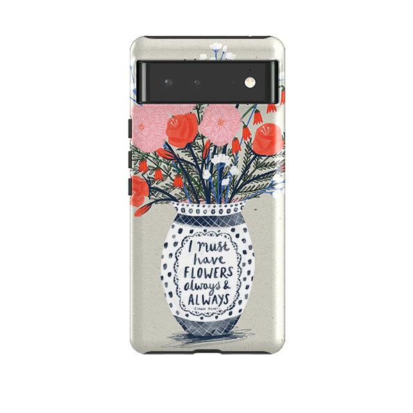 Google phone case-Flowers Always By Lee Foster Wilson-Product Details Raised bevel to protect screen from scratches. Impact resistant polycarbonate shell and shock absorbing inner TPU liner. Secure fit with design wrapping around side of the case and full access to ports. Compatible with Qi-standard wireless charging. Thickness 1/8 inch (3mm), weight 30g. Compatibility See drop down menu for options, please select the right case as we print to order.-Stringberry