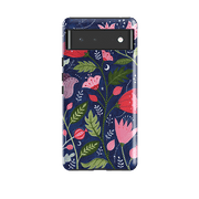 Google phone case-Flowers On Blue By Bex Parkin-Product Details Raised bevel to protect screen from scratches. Impact resistant polycarbonate shell and shock absorbing inner TPU liner. Secure fit with design wrapping around side of the case and full access to ports. Compatible with Qi-standard wireless charging. Thickness 1/8 inch (3mm), weight 30g. Compatibility See drop down menu for options, please select the right case as we print to order.-Stringberry