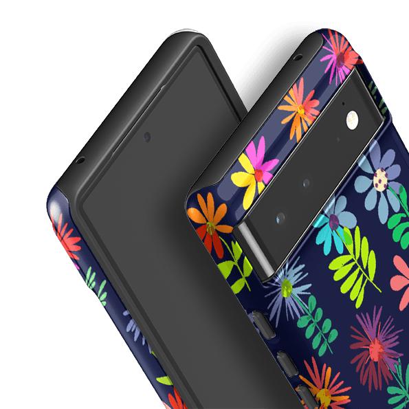Google phone case-Flowery By Sarah Campbell-Product Details Raised bevel to protect screen from scratches. Impact resistant polycarbonate shell and shock absorbing inner TPU liner. Secure fit with design wrapping around side of the case and full access to ports. Compatible with Qi-standard wireless charging. Thickness 1/8 inch (3mm), weight 30g. Compatibility See drop down menu for options, please select the right case as we print to order.-Stringberry