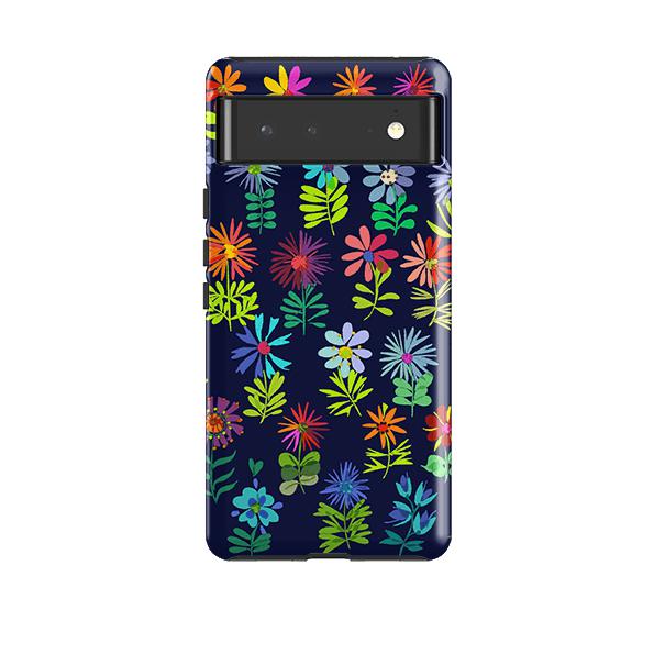 Google phone case-Flowery By Sarah Campbell-Product Details Raised bevel to protect screen from scratches. Impact resistant polycarbonate shell and shock absorbing inner TPU liner. Secure fit with design wrapping around side of the case and full access to ports. Compatible with Qi-standard wireless charging. Thickness 1/8 inch (3mm), weight 30g. Compatibility See drop down menu for options, please select the right case as we print to order.-Stringberry