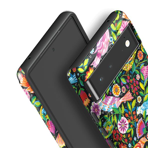 Google phone case-Folk Birds By Sarah Campbell-Product Details Raised bevel to protect screen from scratches. Impact resistant polycarbonate shell and shock absorbing inner TPU liner. Secure fit with design wrapping around side of the case and full access to ports. Compatible with Qi-standard wireless charging. Thickness 1/8 inch (3mm), weight 30g. Compatibility See drop down menu for options, please select the right case as we print to order.-Stringberry