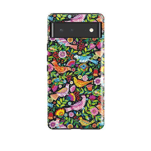 Google phone case-Folk Birds By Sarah Campbell-Product Details Raised bevel to protect screen from scratches. Impact resistant polycarbonate shell and shock absorbing inner TPU liner. Secure fit with design wrapping around side of the case and full access to ports. Compatible with Qi-standard wireless charging. Thickness 1/8 inch (3mm), weight 30g. Compatibility See drop down menu for options, please select the right case as we print to order.-Stringberry