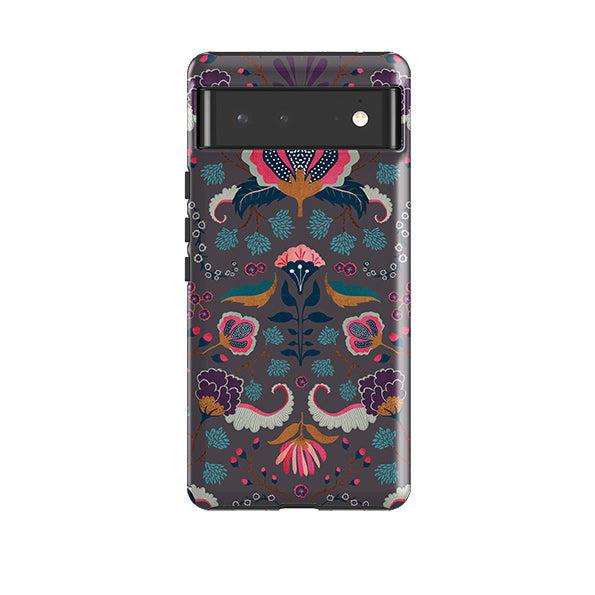 Google phone case-Folk Floral By Katherine Quinn-Product Details Raised bevel to protect screen from scratches. Impact resistant polycarbonate shell and shock absorbing inner TPU liner. Secure fit with design wrapping around side of the case and full access to ports. Compatible with Qi-standard wireless charging. Thickness 1/8 inch (3mm), weight 30g. Compatibility See drop down menu for options, please select the right case as we print to order.-Stringberry