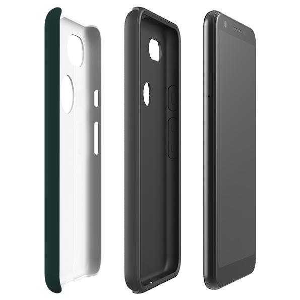 Google phone case-Forest Green-Product Details Raised bevel to protect screen from scratches. Impact resistant polycarbonate shell and shock absorbing inner TPU liner. Secure fit with design wrapping around side of the case and full access to ports. Compatible with Qi-standard wireless charging. Thickness 1/8 inch (3mm), weight 30g. Compatibility See drop down menu for options, please select the right case as we print to order.-Stringberry