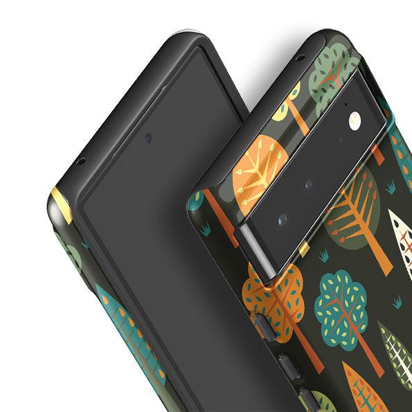 Google phone case-Forest Midnight By Suzy Taylor-Product Details Raised bevel to protect screen from scratches. Impact resistant polycarbonate shell and shock absorbing inner TPU liner. Secure fit with design wrapping around side of the case and full access to ports. Compatible with Qi-standard wireless charging. Thickness 1/8 inch (3mm), weight 30g. Compatibility See drop down menu for options, please select the right case as we print to order.-Stringberry
