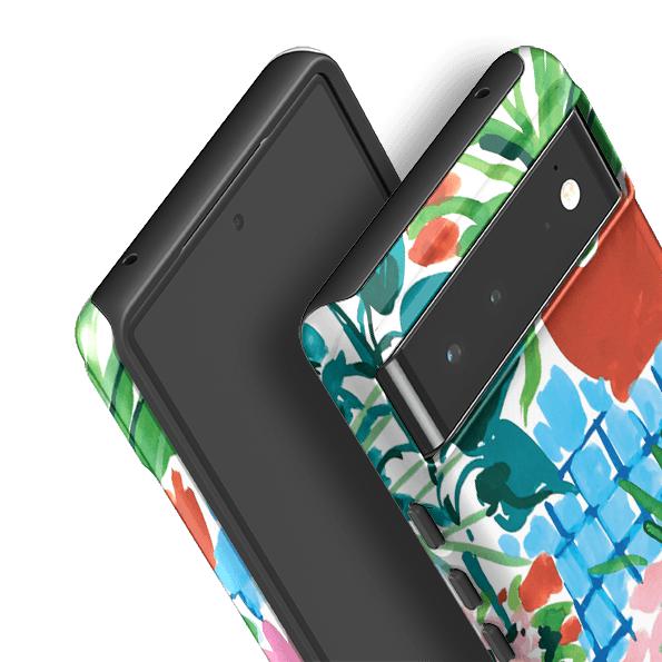 Google phone case-Glasshouse Gardener By Sarah Campbell-Product Details Raised bevel to protect screen from scratches. Impact resistant polycarbonate shell and shock absorbing inner TPU liner. Secure fit with design wrapping around side of the case and full access to ports. Compatible with Qi-standard wireless charging. Thickness 1/8 inch (3mm), weight 30g. Compatibility See drop down menu for options, please select the right case as we print to order.-Stringberry