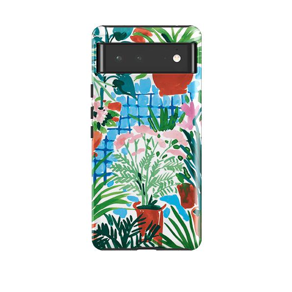 Google phone case-Glasshouse Gardener By Sarah Campbell-Product Details Raised bevel to protect screen from scratches. Impact resistant polycarbonate shell and shock absorbing inner TPU liner. Secure fit with design wrapping around side of the case and full access to ports. Compatible with Qi-standard wireless charging. Thickness 1/8 inch (3mm), weight 30g. Compatibility See drop down menu for options, please select the right case as we print to order.-Stringberry