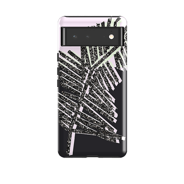 Google phone case-Glitter Palm By Kitty Joseph-Product Details Raised bevel to protect screen from scratches. Impact resistant polycarbonate shell and shock absorbing inner TPU liner. Secure fit with design wrapping around side of the case and full access to ports. Compatible with Qi-standard wireless charging. Thickness 1/8 inch (3mm), weight 30g. Compatibility See drop down menu for options, please select the right case as we print to order.-Stringberry