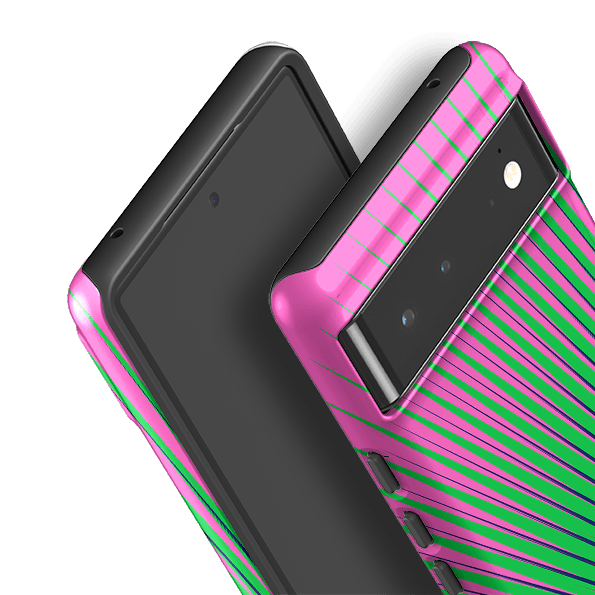 Google phone case-Halos Watermelon By Kitty Joseph-Product Details Raised bevel to protect screen from scratches. Impact resistant polycarbonate shell and shock absorbing inner TPU liner. Secure fit with design wrapping around side of the case and full access to ports. Compatible with Qi-standard wireless charging. Thickness 1/8 inch (3mm), weight 30g. Compatibility See drop down menu for options, please select the right case as we print to order.-Stringberry