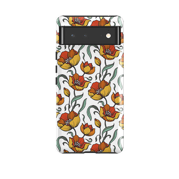 Google phone case-Happy Floral-Product Details Raised bevel to protect screen from scratches. Impact resistant polycarbonate shell and shock absorbing inner TPU liner. Secure fit with design wrapping around side of the case and full access to ports. Compatible with Qi-standard wireless charging. Thickness 1/8 inch (3mm), weight 30g. Compatibility See drop down menu for options, please select the right case as we print to order.-Stringberry