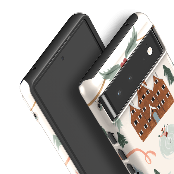 Google phone case-Happy Holidays By Bex Parkin-Product Details Raised bevel to protect screen from scratches. Impact resistant polycarbonate shell and shock absorbing inner TPU liner. Secure fit with design wrapping around side of the case and full access to ports. Compatible with Qi-standard wireless charging. Thickness 1/8 inch (3mm), weight 30g. Compatibility See drop down menu for options, please select the right case as we print to order.-Stringberry