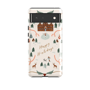 Google phone case-Happy Holidays By Bex Parkin-Product Details Raised bevel to protect screen from scratches. Impact resistant polycarbonate shell and shock absorbing inner TPU liner. Secure fit with design wrapping around side of the case and full access to ports. Compatible with Qi-standard wireless charging. Thickness 1/8 inch (3mm), weight 30g. Compatibility See drop down menu for options, please select the right case as we print to order.-Stringberry