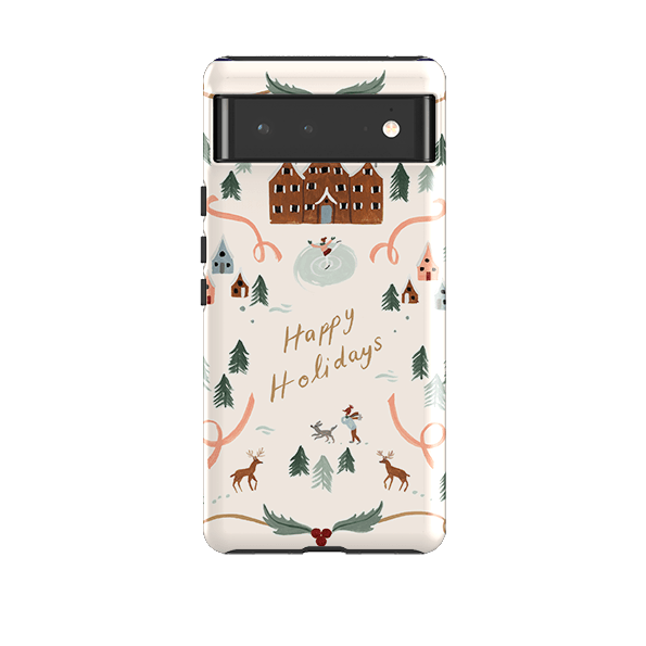 Google phone case-Happy Holidays By Bex Parkin-Product Details Raised bevel to protect screen from scratches. Impact resistant polycarbonate shell and shock absorbing inner TPU liner. Secure fit with design wrapping around side of the case and full access to ports. Compatible with Qi-standard wireless charging. Thickness 1/8 inch (3mm), weight 30g. Compatibility See drop down menu for options, please select the right case as we print to order.-Stringberry