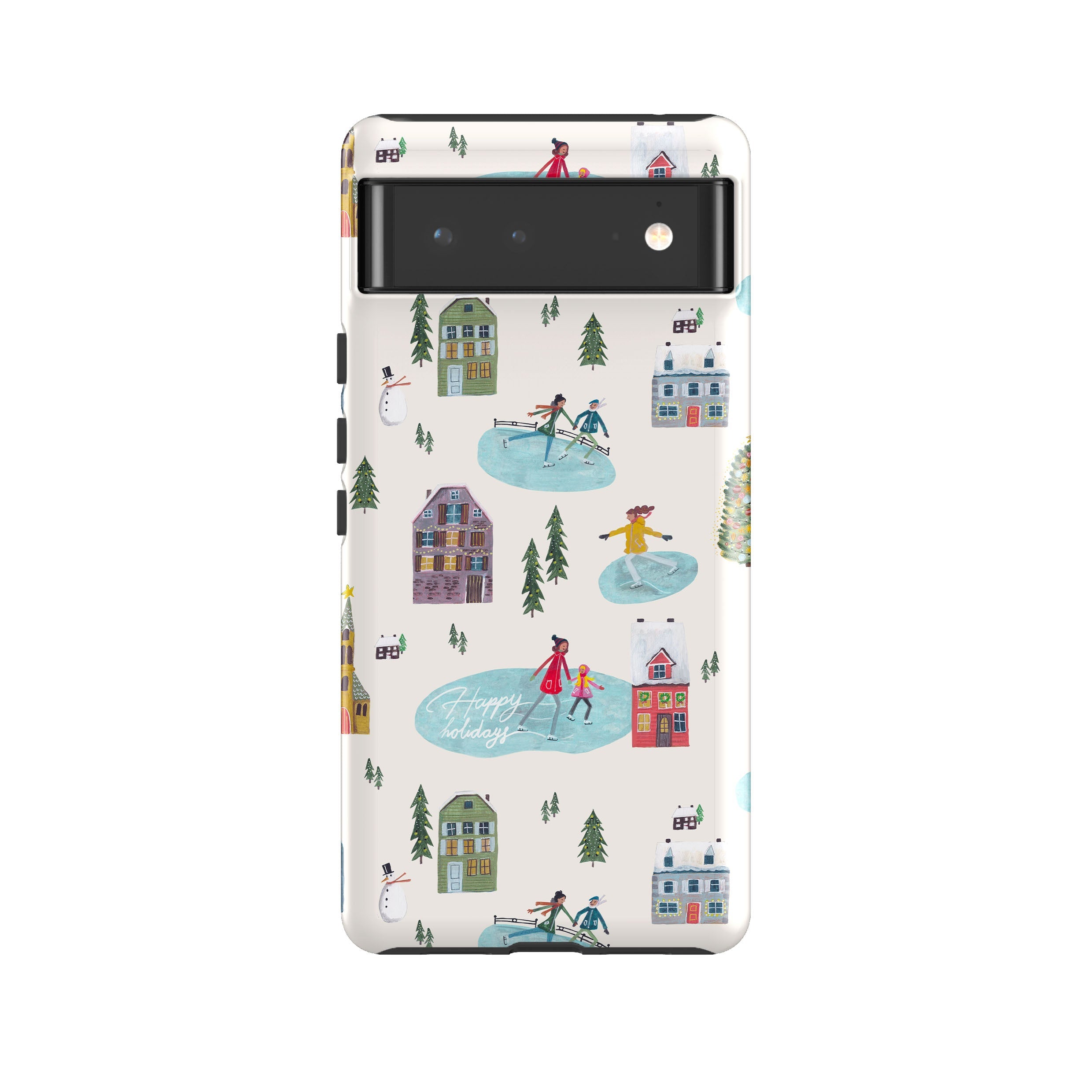 Google phone case-Happy Holidays By Caroline Bonne Muller-Product Details Raised bevel to protect screen from scratches. Impact resistant polycarbonate shell and shock absorbing inner TPU liner. Secure fit with design wrapping around side of the case and full access to ports. Compatible with Qi-standard wireless charging. Thickness 1/8 inch (3mm), weight 30g. Compatibility See drop down menu for options, please select the right case as we print to order.-Stringberry