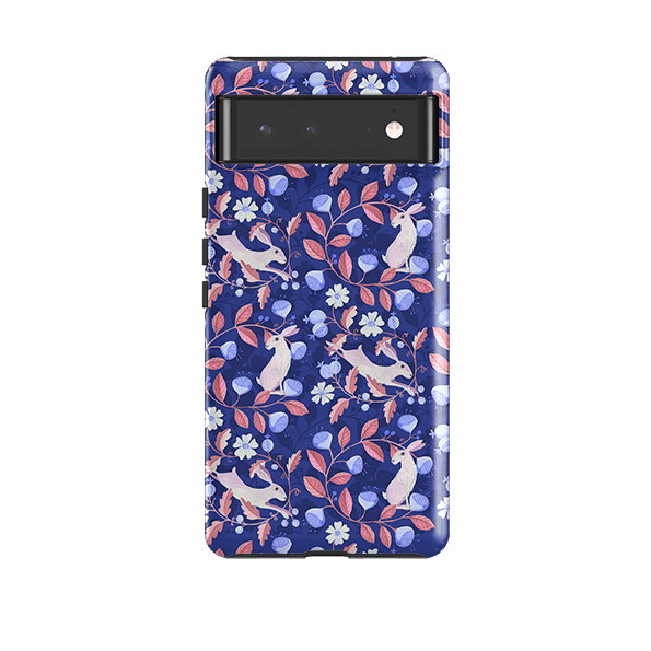 Google phone case-Hare Pattern By Bex Parkin-Product Details Raised bevel to protect screen from scratches. Impact resistant polycarbonate shell and shock absorbing inner TPU liner. Secure fit with design wrapping around side of the case and full access to ports. Compatible with Qi-standard wireless charging. Thickness 1/8 inch (3mm), weight 30g. Compatibility See drop down menu for options, please select the right case as we print to order.-Stringberry