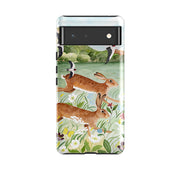 Google phone case-Hares By Bex Parkin-Product Details Raised bevel to protect screen from scratches. Impact resistant polycarbonate shell and shock absorbing inner TPU liner. Secure fit with design wrapping around side of the case and full access to ports. Compatible with Qi-standard wireless charging. Thickness 1/8 inch (3mm), weight 30g. Compatibility See drop down menu for options, please select the right case as we print to order.-Stringberry