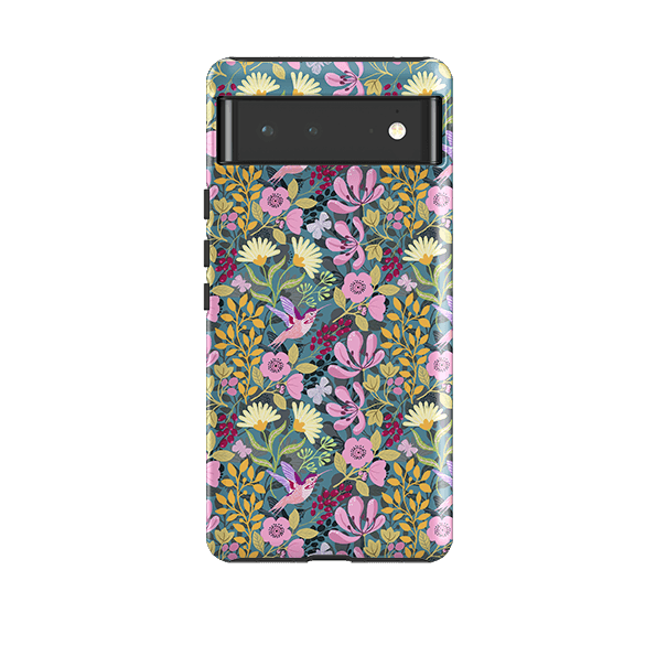 Google phone case-Hummingbird Pattern By Bex Parkin-Product Details Raised bevel to protect screen from scratches. Impact resistant polycarbonate shell and shock absorbing inner TPU liner. Secure fit with design wrapping around side of the case and full access to ports. Compatible with Qi-standard wireless charging. Thickness 1/8 inch (3mm), weight 30g. Compatibility See drop down menu for options, please select the right case as we print to order.-Stringberry