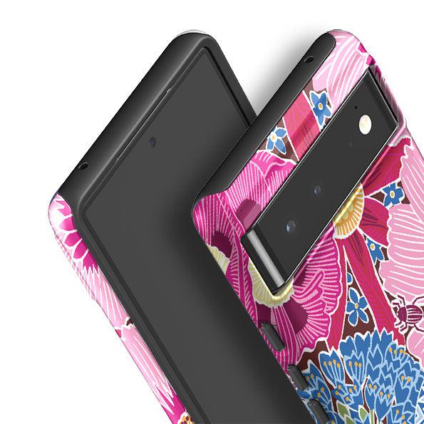 Google phone case-Jigsaw Floral 2 By Kate heiss-Product Details Raised bevel to protect screen from scratches. Impact resistant polycarbonate shell and shock absorbing inner TPU liner. Secure fit with design wrapping around side of the case and full access to ports. Compatible with Qi-standard wireless charging. Thickness 1/8 inch (3mm), weight 30g. Compatibility See drop down menu for options, please select the right case as we print to order.-Stringberry