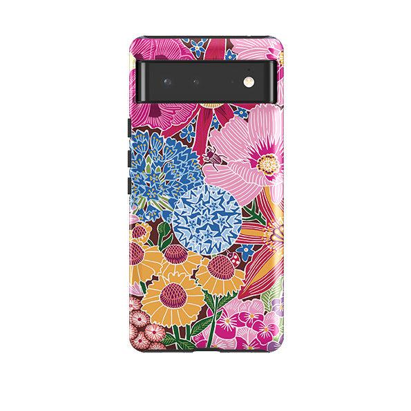 Google phone case-Jigsaw Floral 2 By Kate heiss-Product Details Raised bevel to protect screen from scratches. Impact resistant polycarbonate shell and shock absorbing inner TPU liner. Secure fit with design wrapping around side of the case and full access to ports. Compatible with Qi-standard wireless charging. Thickness 1/8 inch (3mm), weight 30g. Compatibility See drop down menu for options, please select the right case as we print to order.-Stringberry
