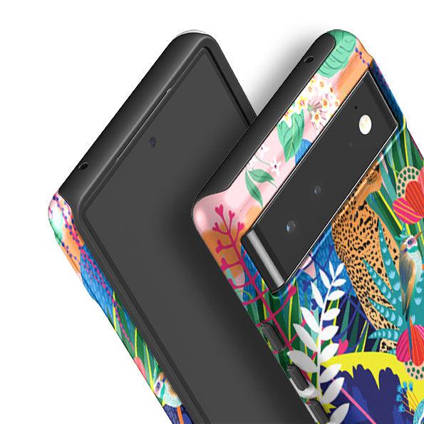 Google phone case-Jungle By Mia Underwood-Product Details Raised bevel to protect screen from scratches. Impact resistant polycarbonate shell and shock absorbing inner TPU liner. Secure fit with design wrapping around side of the case and full access to ports. Compatible with Qi-standard wireless charging. Thickness 1/8 inch (3mm), weight 30g. Compatibility See drop down menu for options, please select the right case as we print to order.-Stringberry