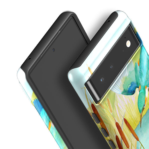 Google phone case-Kingfisher By Bex Parkin-Product Details Raised bevel to protect screen from scratches. Impact resistant polycarbonate shell and shock absorbing inner TPU liner. Secure fit with design wrapping around side of the case and full access to ports. Compatible with Qi-standard wireless charging. Thickness 1/8 inch (3mm), weight 30g. Compatibility See drop down menu for options, please select the right case as we print to order.-Stringberry